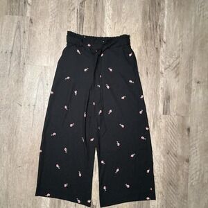 Lauren Conrad black floral wide leg pants Size XS